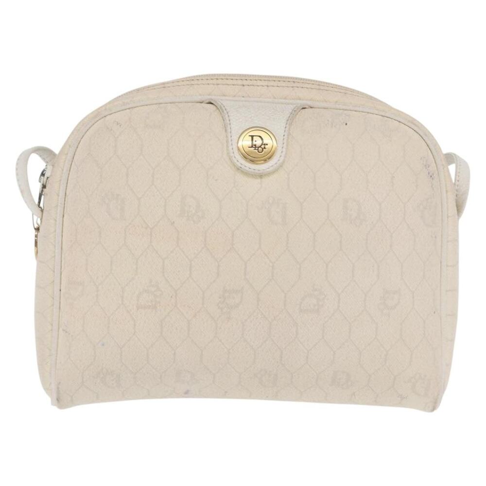 Dior Honeycomb Canvas Shoulder Bag White Gold